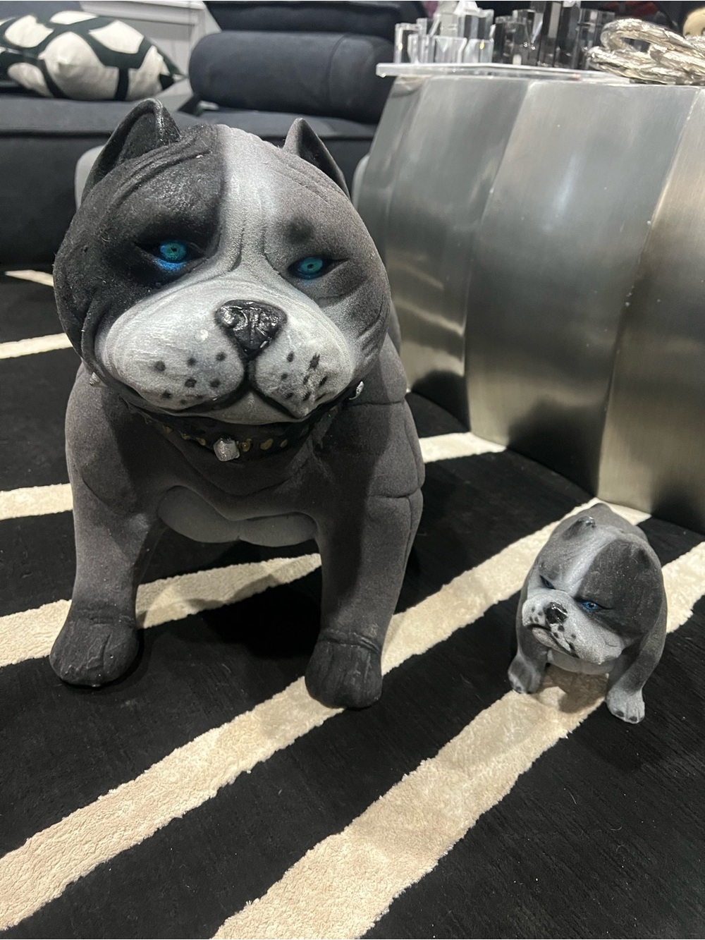 Vintage flocked Dog Piggy Bank Set dog Sculpture Coin Banks Collectible Decor